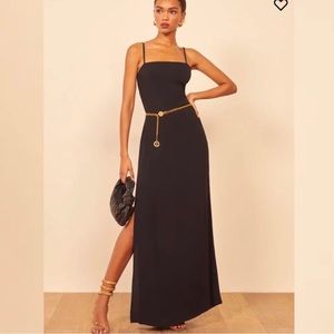 Reformation Lilac black open back maxi dress